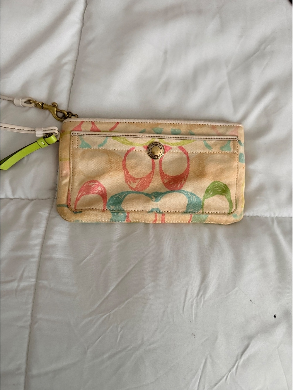 Coach Multicolor Signature Wristlet Clutch